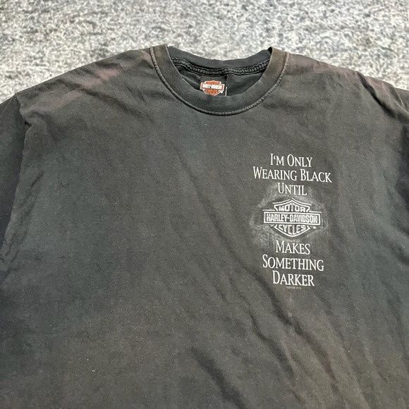 Harley Davidson T Shirt Mens XL Black Faded Vintage Y2K Double Sided Graphic - Picture 3 of 11